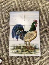 Vintage delft Style Tile Panel Mural Rooster Bird Chicken 5x5” Tiles - £148.70 GBP