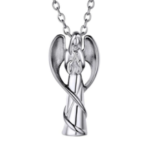 316L Stainless Steel &quot;Angels Prayer&quot; Cremation Ashes Urn Pendant Necklace - £17.37 GBP