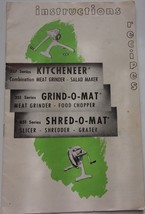 Vintage Kitcheneer Grond O Mat Shred O Mat 357 Series Instruction Recipe... - $4.99