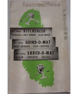 Vintage Kitcheneer Grond O Mat Shred O Mat 357 Series Instruction Recipe... - $4.99