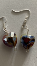 Heart earrings pierced multicolored artisan - £19.97 GBP