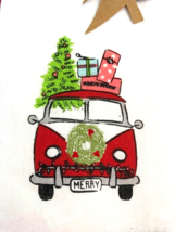 Merry Christmas VW Bus Printed Dish Kitchen Towels Set of 2 Red White Ho... - $24.38