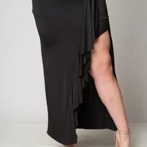 Black, Plus Size, Skirt With Side Slit With Ruffle Down Slit - £19.97 GBP