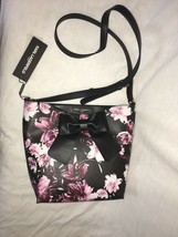 KARL LAGERFELD Black Floral Berry Bow Accent Crossbody Shoulder Bag Purs... - £140.98 GBP