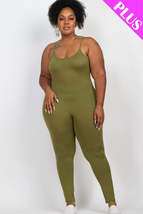 Plus Size Olive Branch Green Spaghetti Strap Solid Bodycon Cami Jumpsuit - £9.58 GBP