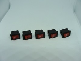 Pack of 5 Pcs KCD1-1 10A 250VAC 3 Pins Red LED Light Switch Power Button... - $12.74