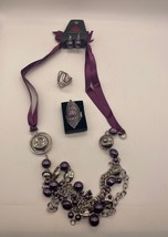 NWT Paparazzi Purple & Silver Tone Necklace, Earrings and 2 Rings  - $14.85