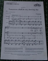 Tomorrow Shall Be My Dancing Day, John Gardner 1966 Old Sheet Music - Collect - £6.24 GBP