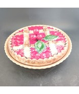 Cherry Pie Dish With Cover, 2 Green Leaves 4 Cherry Lid, 12” Dia Portugal - £11.95 GBP