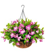 Artificial Flowers Hanging Basket For Outdoor Indoor , Fake Hanging Plan... - £38.53 GBP