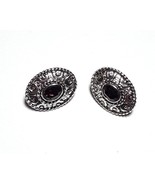 Napier Purple Rhinestone Silver Tone Oval Clip On Stud Earrings - $13.32