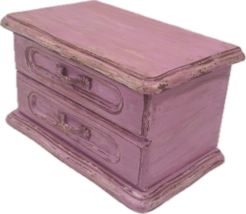 Purple Wood Jewelry Box, Re-styled Vintage Hand Painted Shabby Chic-Made in USA - $119.00