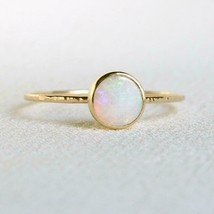 5 CT Véritable Blanc Opale Gemstone Ring Octobre Naissance 14k Plaqué Or Bague - £124.28 GBP