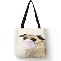 Personalized Simple Pug Dog 3D Printed Pink Purple Handbag for Women Girls Soft  - £13.48 GBP