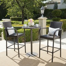 Stetta Outdoor 3 Piece Round Multi-Brown Wicker Bar Set - £621.15 GBP