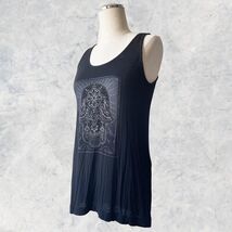 Gaiam Black Knit Yoga Mandala Tank Top Round Neck Keyhole Back - Women's XS - $14.20