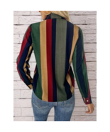 Womens Contrast Color Button Down Collared Shirt Casual Long Sleeve Busi... - $30.84