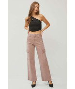RISEN Full Size Mauve High Rise Wide Leg Cargo Jeans - $74.00
