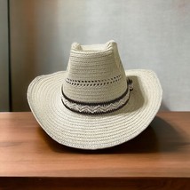 Cowboy Hat Open Weave Polypropylene Stiff Woven 7-5/8 (61) XL Natural Ta... - £19.57 GBP