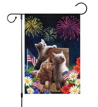 Patriotic Cat Flag Firework Flower,12x18 Inch Double Sided ONLY FLAG 12&quot;... - $5.45