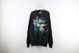 Vtg 90s Country Primitive Womens XL Distressed Rainbow Hummingbird Sweatshirt - £46.94 GBP