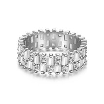 Geometry Baguette Lines Simulated CZ Full Eternity 925 Silver Promise Band - £59.27 GBP