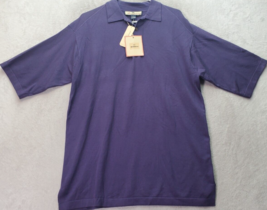 Tommy Bahama Polo Shirt Mens Medium Purple Silk Short Sleeve Stretch Slit Collar - £25.35 GBP