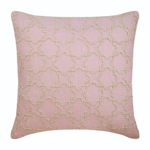 Pink Jute Lattice Trellis 16&quot;x16&quot; Cotton Linen Pillows Cover, Pink Italy - £24.84 GBP+