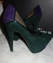 Made in Italia Platform Pumps multi color verde Suede  Size 35 us 4.5 new - $120.62