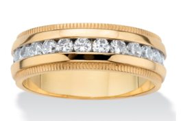 Mens Round Cut Cz Eternity Gp Ring Band 14K Gold Ion 8-16 - £159.86 GBP