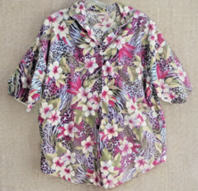 Vintage Just Karen Womens Plus 1X Button Up Down SS Shirt Floral Single ... - £7.61 GBP