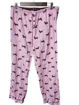 PJ Salvage Womens Flannel Dachund Pink Dog Cotton Sleepwear Pajama  - $25.40
