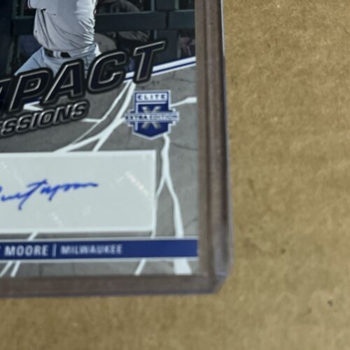 Robert Moore 2023 Elite Extra Baseball Impact Impressions Auto RC Brewers Item image 6