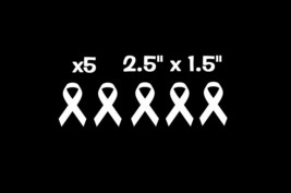 x5 Lung Cancer Ribbon White Pack Vinyl Decal Stickers 2.5&quot; x 1.5&quot; - £3.18 GBP