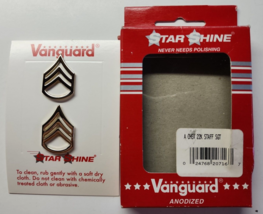 US Army Chevron 22K Gold Plated Staff Sgt Vanguard Star Shine 2&quot;x1.75&quot; N... - $14.99