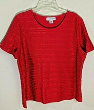 Sag Harbor Red Textured Knit Blouse Short Sleeve Top Scoop Neck Top Size Large - £7.80 GBP