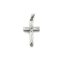 Vintage Diamond Cross Religious Necklace Pendant Charm 14K White Gold, .... - $75.00