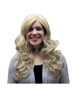 Long Curly Blonde Wig with bangs Crossdresser Transgender Cosplay US STORE - $41.55 CAD