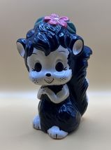 Vtg 1950s Cute Anthropomorphic Freckled Skunk W/ Hair Flower @ 6” Tall - $14.84