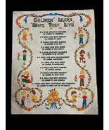 1963 Felt “Children Learn What They Live” Wall Sign By Dorothy Law Nolth... - £48.20 GBP