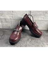 Calvin Klein Loafers Women 11M Marshela Shoes Red Patent Platform Chunky... - $34.47