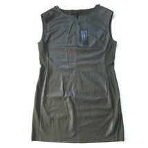 NWT BCBG MaxAzria Karlee in Dark Olive Faux Leather Zip Shoulder Shift Dress L - £34.25 GBP