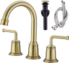 Trustmi 8 Inch Widespread Bathroom Faucet In Brushed Gold Commercial 2 Handle 3 - £70.33 GBP