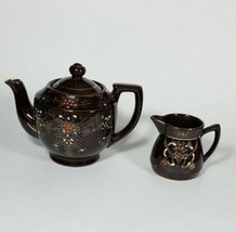 Teapot and Creamer Moriage Decorative Vintage Hand Painted Small Set of 2 - £11.85 GBP