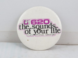 Vintage Radio Station Pin - CJCI 620 Prince George - Celluloid Pin  - $15.00