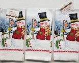Set of 3 Kitchen Towels(15&quot;x25&quot;) WINTER, 2 SNOWMEN BY THE CHRISTMAS TREE... - $14.84