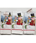 Set of 3 Kitchen Towels(15&quot;x25&quot;) WINTER, 2 SNOWMEN BY THE CHRISTMAS TREE... - £11.72 GBP