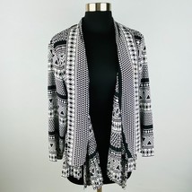 Chicos Womens 1 = M / 8 Gray &amp; Black Tribal Open Front Polyester Cardigan - £15.24 GBP
