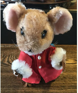 1981 VTG DAKIN PRISCILLA HILLMAN CHRISTMAS BROWN MOUSE PLUSH IN RED JACKET - $33.85 CAD