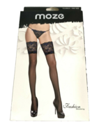 MOZE Black Sexy Fashion Stockings Lace Top Thigh High Pantyhose # 9822 New - £7.43 GBP